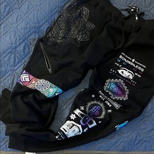 Rage Nation Black Graphic Joggers with Multicolor Accents 2xl